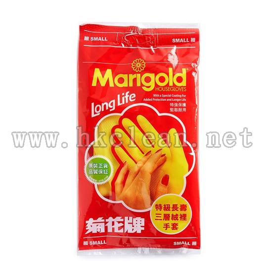 &quot;菊花牌&quot;長壽三層絨裡膠手套(黃色)